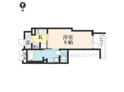 アクアプレイス京都北白川(1K/2階)の間取り写真