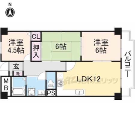 リアライズ八木(2LDK/3階)の間取り写真