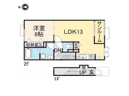 アドニス(1LDK/2階)の間取り写真