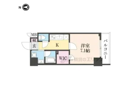 ベラジオ雅び烏丸十条(1K/2階)の間取り写真