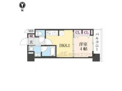 ベラジオ雅び烏丸十条(1DK/6階)の間取り写真