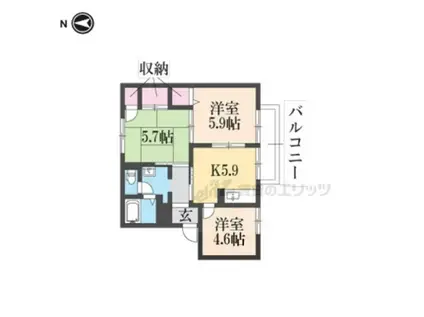 ルミエール千代A(3K/2階)の間取り写真