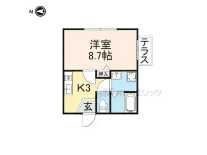 アーバンコート長浜(1K/2階)の間取り写真