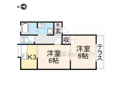 コーポラスみやび(2K/1階)の間取り写真