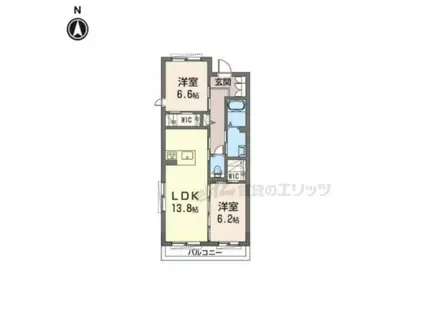 リラフォート大安寺(2LDK/2階)の間取り写真