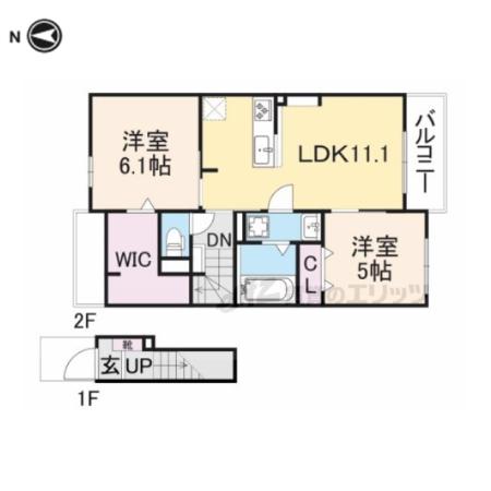 ヴィオラ パッソ(2LDK/2階)の間取り写真