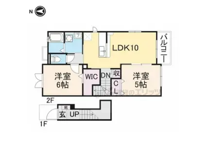 リバーサイド太子(2LDK/2階)の間取り写真