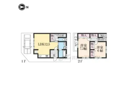 叡山電鉄 修学院駅 徒歩5分 2階建 築63年(2LDK)の間取り写真