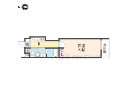 GLADVIS御所西(1K/1階)の間取り写真