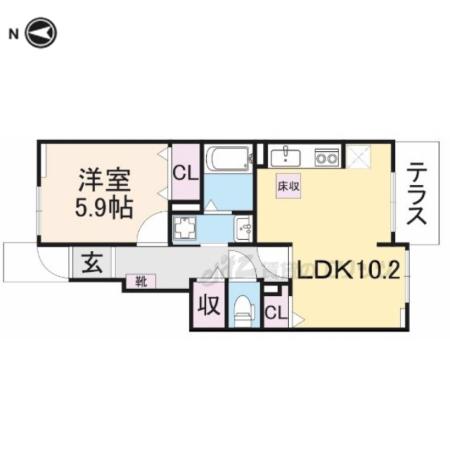 サンガーデンM(1LDK/1階)の間取り写真