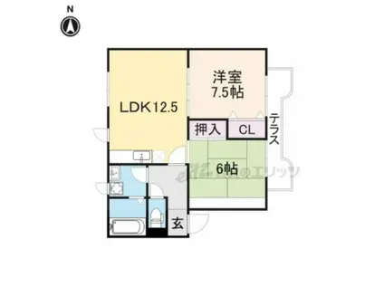 NOBLE弐番館(2LDK/1階)の間取り写真