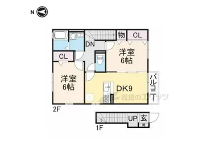 セジュールK(2DK/2階)の間取り写真