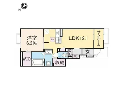ボヌール(1LDK/1階)の間取り写真