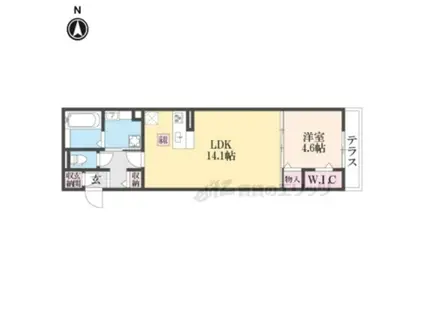 ハッピーライフ(1LDK/1階)の間取り写真