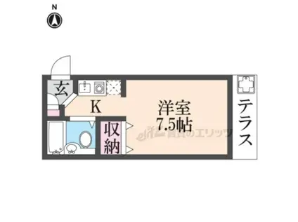 シティパレスあやめ池P-7(ワンルーム/地下階)の間取り写真