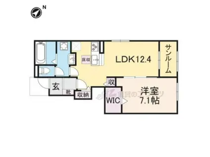 グリーン琥珀甲南(1LDK/1階)の間取り写真