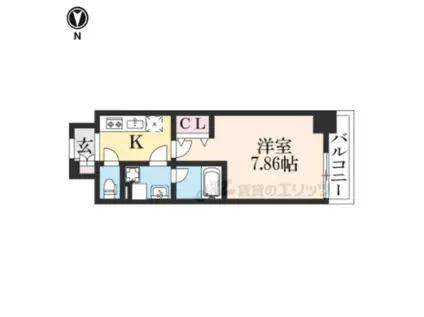 CAVANA九条烏丸(1K/4階)の間取り写真