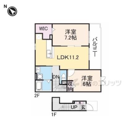 エヴァーグリーン彦根(2LDK/2階)の間取り写真