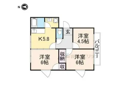 ローズハイツ(3DK/2階)の間取り写真