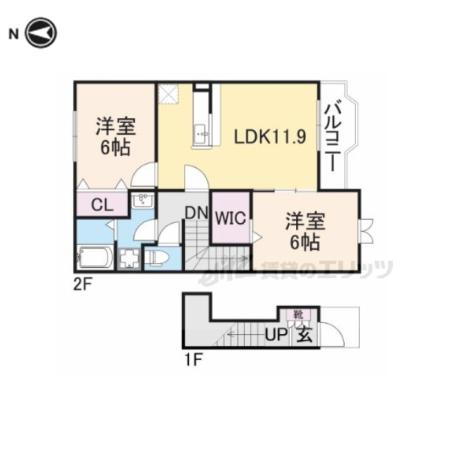 ポライトリー ガーデンD棟(2LDK/2階)の間取り写真