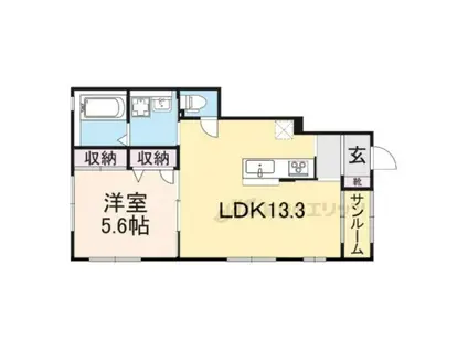 SEA SKY LAND(1LDK/1階)の間取り写真