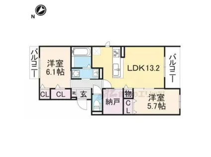 ベルフィールド西京極 西棟(2LDK/3階)の間取り写真