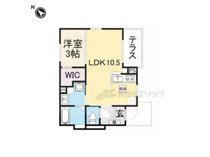 エバーアベニュー(1LDK/1階)の間取り写真