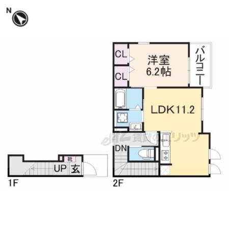 エバーアベニュー(1LDK/2階)の間取り写真