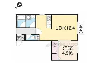 ロックポイント(1LDK/1階)の間取り写真