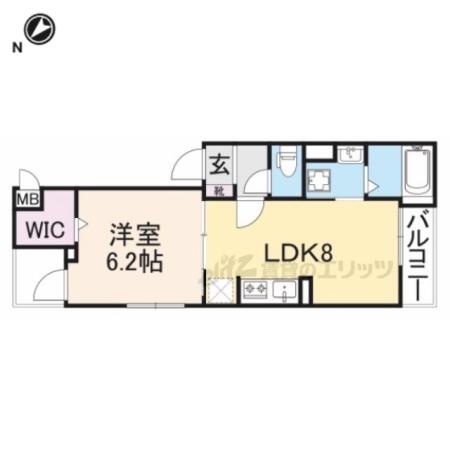 プラシード(1DK/2階)の間取り写真