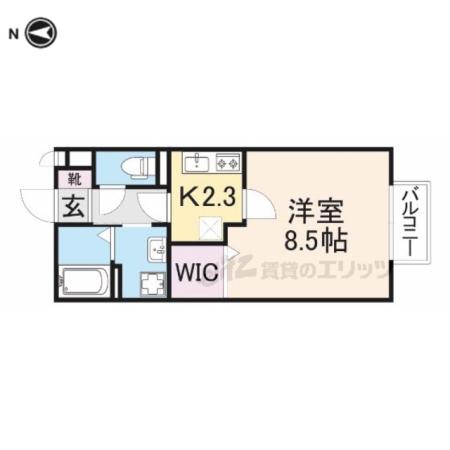 クレアコートAB(1K/1階)の間取り写真