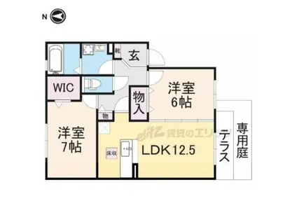 パストラルベルデAB(2LDK/1階)の間取り写真