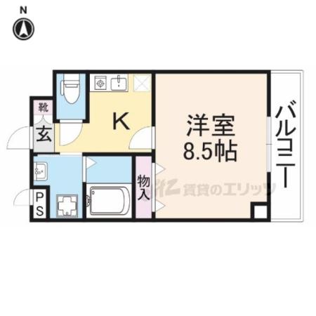レッドランド相生(1K/2階)の間取り写真
