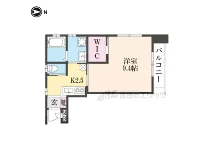 ALIVIO北山(1K/2階)の間取り写真