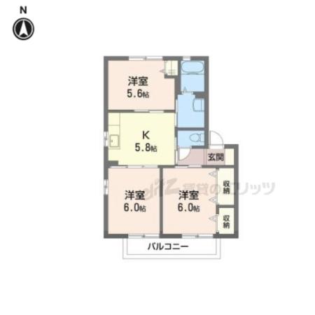 ライン大和(3K/1階)の間取り写真