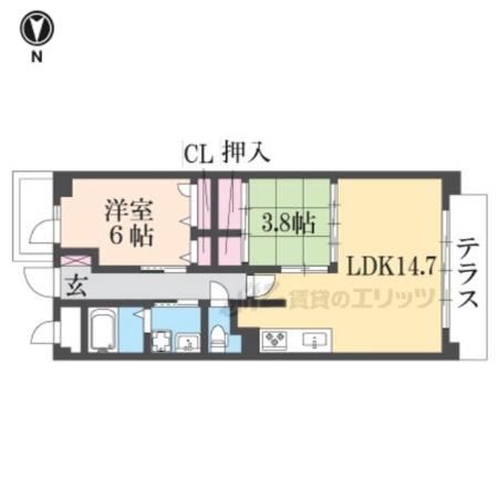 シャーメゾンアサヒ(2LDK/1階)の間取り写真