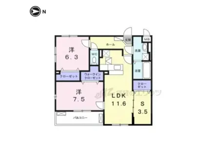 イースト (2LDK/1階)の間取り写真