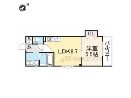 クリエオーレ藤阪中町(1LDK/3階)の間取り写真