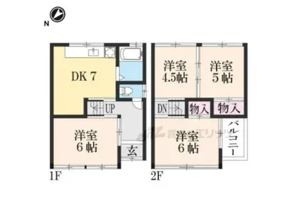 京阪電気鉄道京阪線 淀駅 徒歩31分 2階建 築40年(4DK)の間取り写真