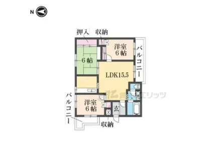 矢追マンション(3LDK/5階)の間取り写真