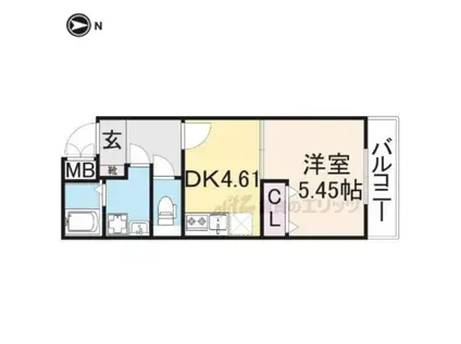 グランデコート竹鼻イースト(1DK/1階)の間取り写真