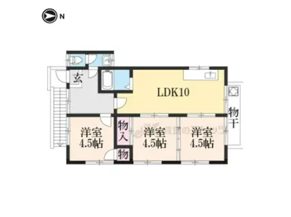 阪急電鉄京都線 長岡天神駅 徒歩18分 2階建 築50年(3LDK)の間取り写真