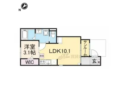 キャンティス レイジー(1LDK/1階)の間取り写真