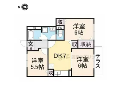 ベル・アビタシオン(3DK/1階)の間取り写真