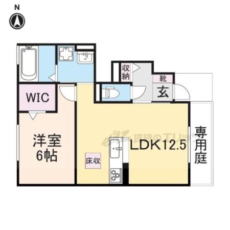 グランツコート三笠 A棟(1LDK/1階)の間取り写真