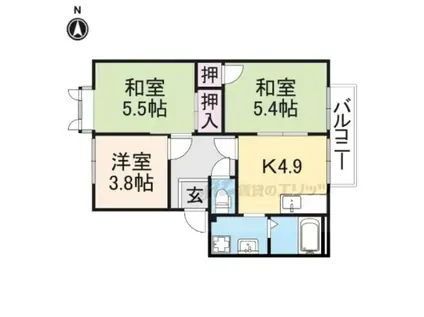 コスモス結崎B(3K/2階)の間取り写真