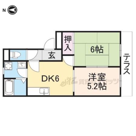シャンクレール壱番館(2DK/2階)の間取り写真