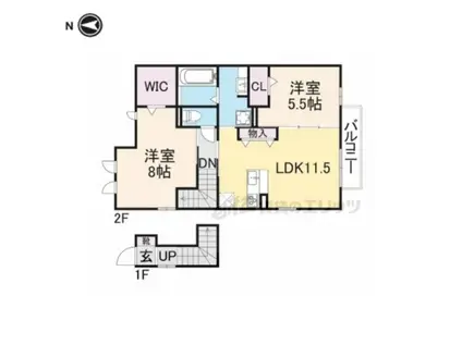 シャルマンヴィラージュD棟(2LDK/2階)の間取り写真