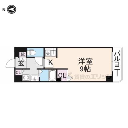 アルカディア(1K/1階)の間取り写真