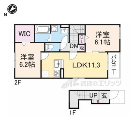 プロムナードかけはし(2LDK/2階)の間取り写真
